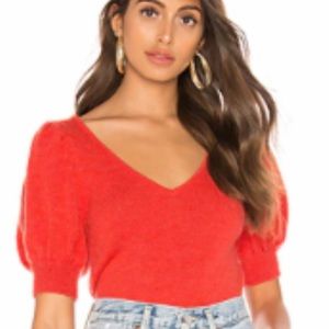 L’ Academie Lita V Neck in Cherry Red